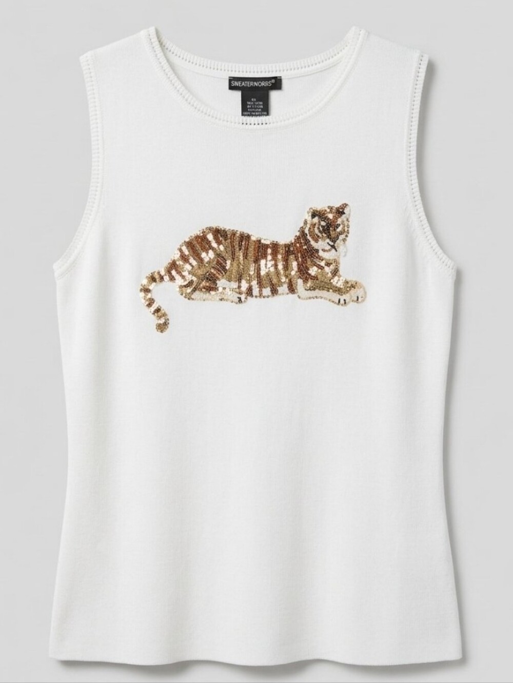 Vinrage 1990'sY2K Sweaterworks Bling Sequin Tiger Knit Tank Top XL